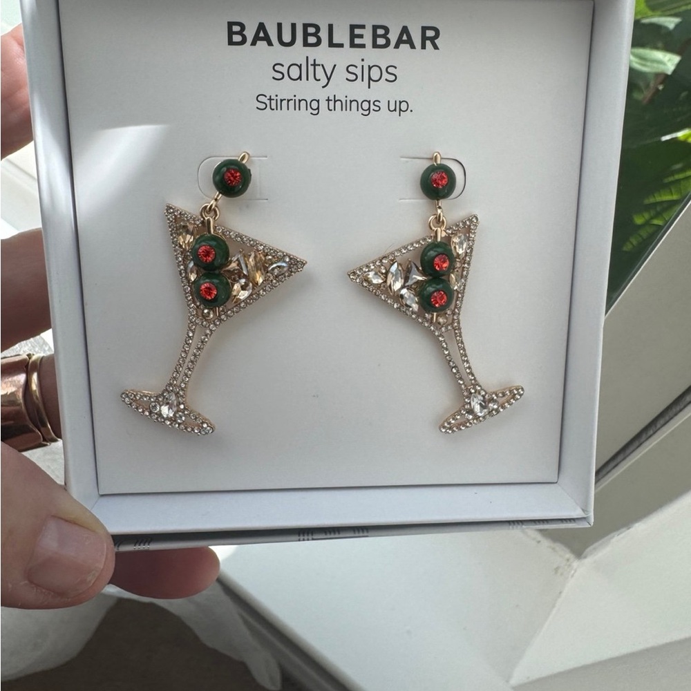 BAUBLEBAR “SALTY SIPS” MULTI COLORED RHINESTONE MARTINI EARRINGS NEW